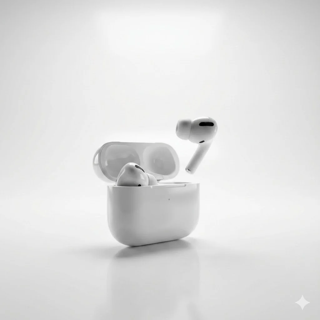 A sleek wireless earbuds case