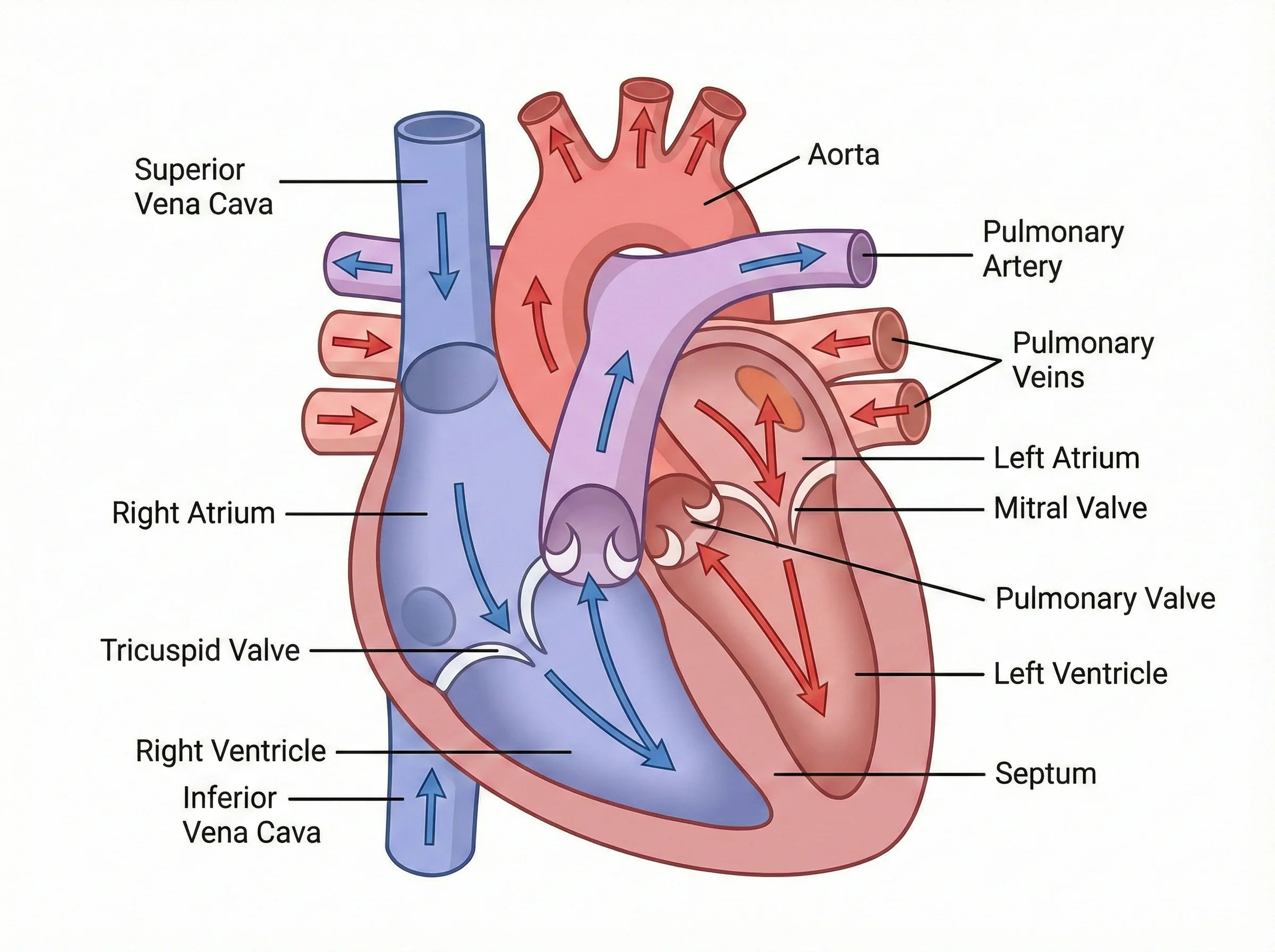 A detailed cross-section diagram of the human heart