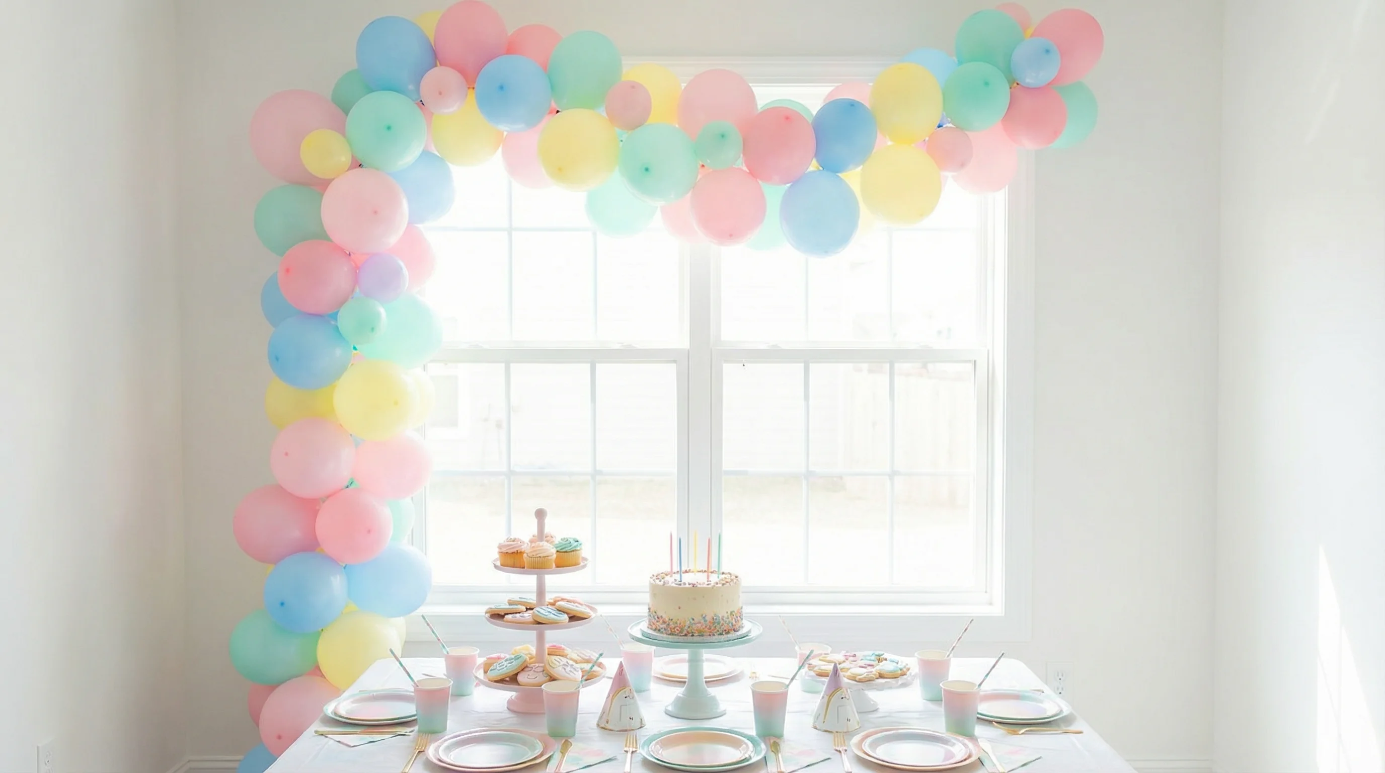 A children's birthday party setup