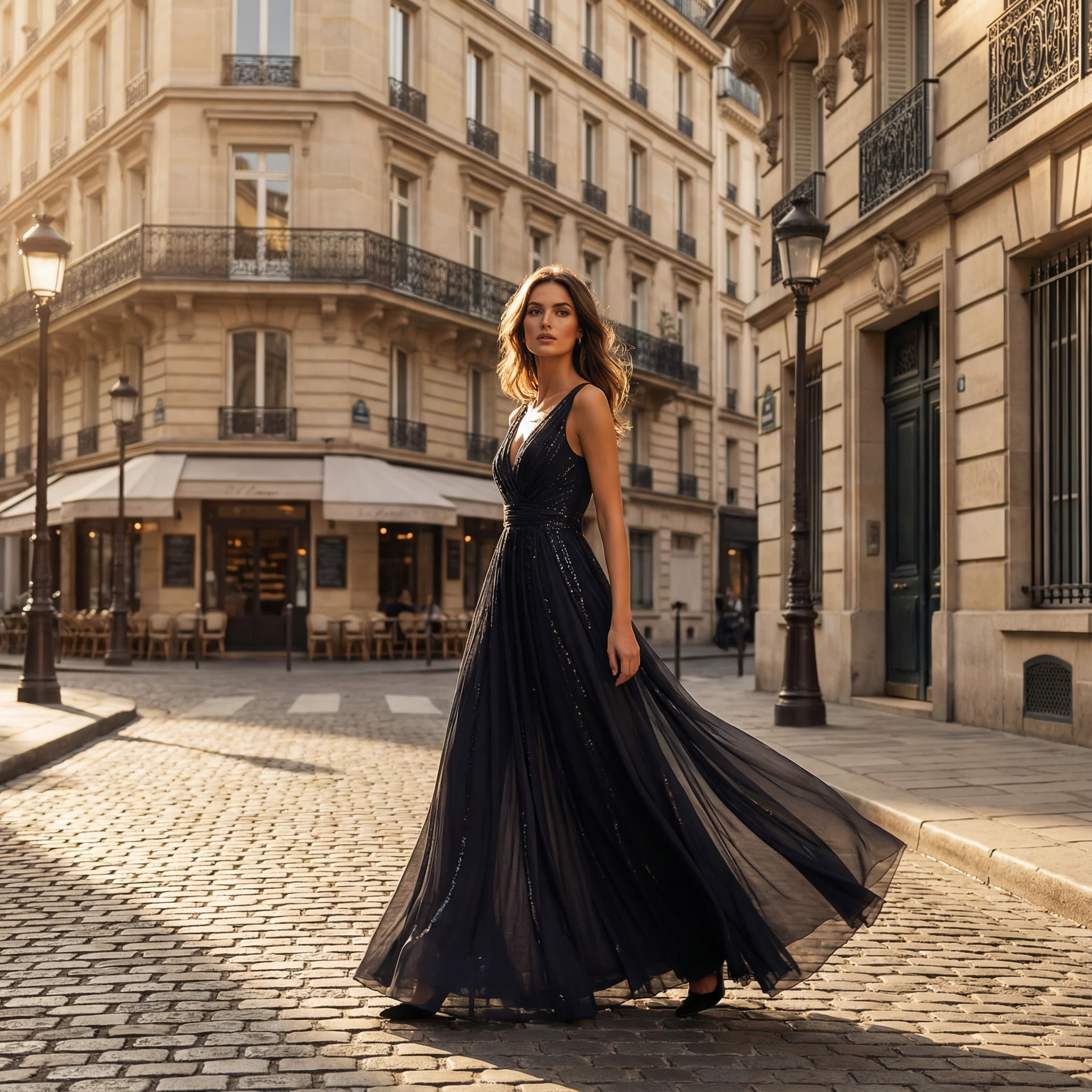 Combine the fashion model with three different images