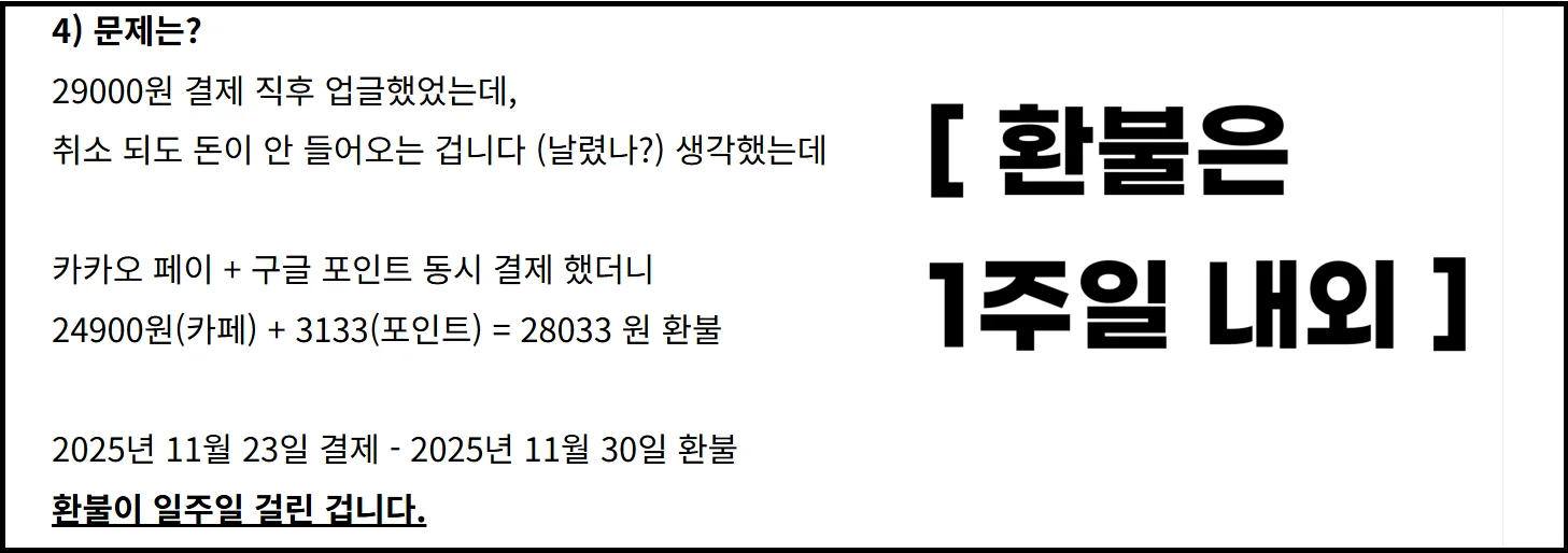 환불 처리 기간: 5-7영업일 소요