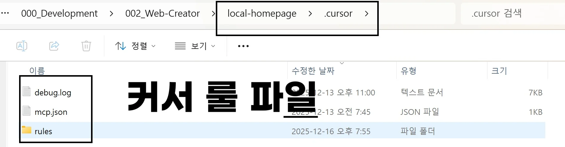 커서 룰 파일