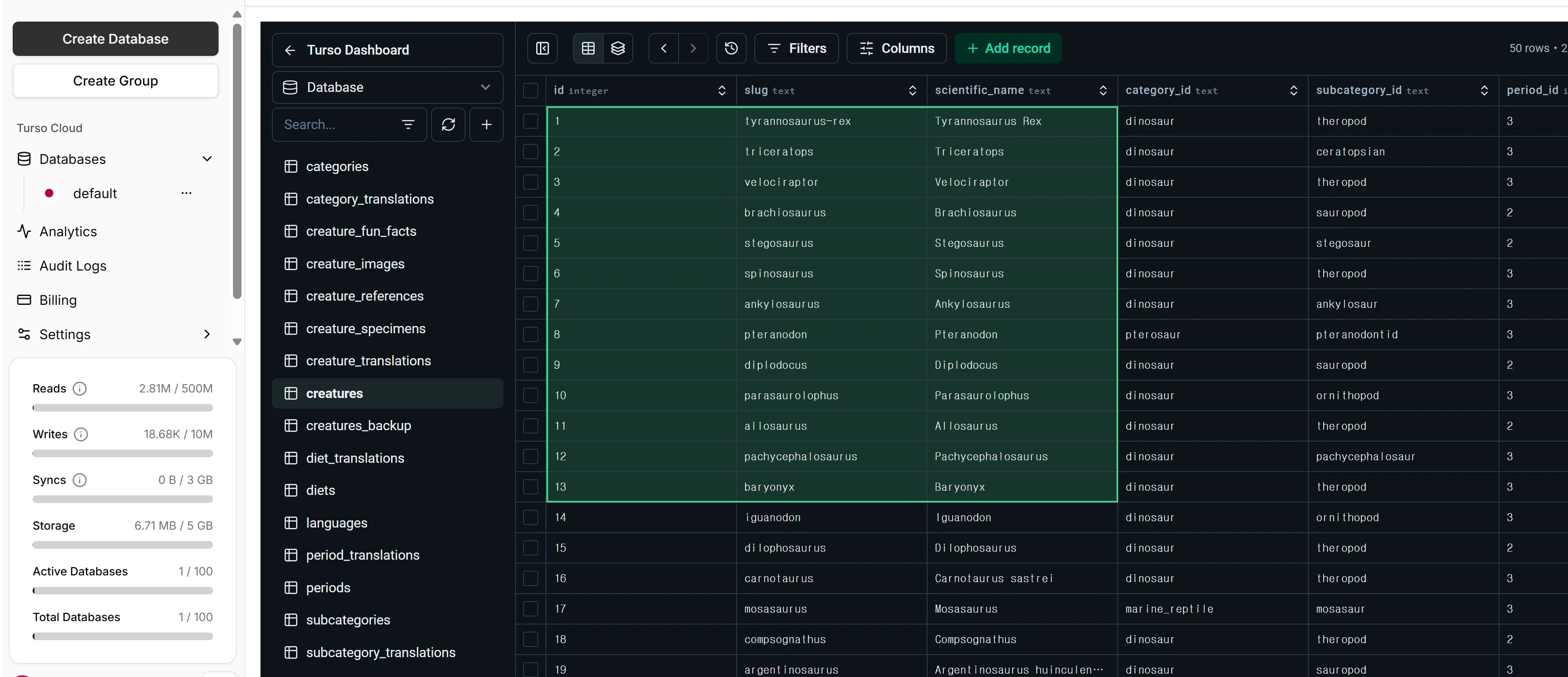 Turso Database Design
