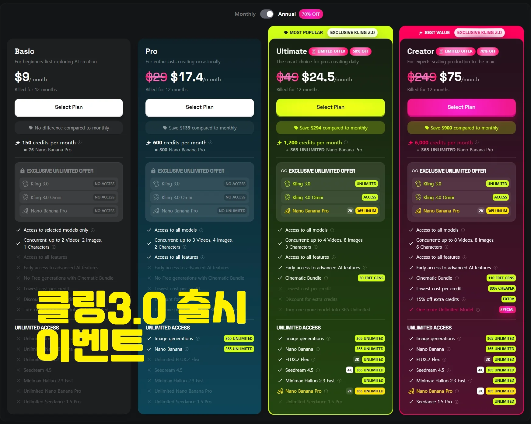 힉스필드 클링 3.0 출시 이벤트 특가 할인